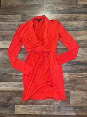 Y2K Victorias Secret Catalogue Red Wrap-Style Long Sleeve Women's Dress size S